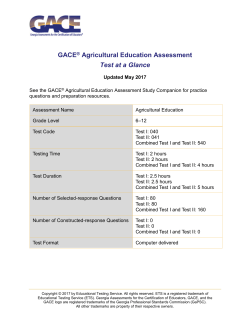 the Agricultural Education Test at a Glance
