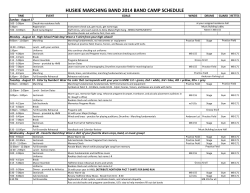 HUSKIE MARCHING BAND 2014 BAND CAMP SCHEDULE