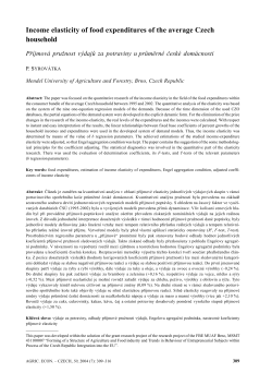 Income elasticity of food expenditures of the average Czech