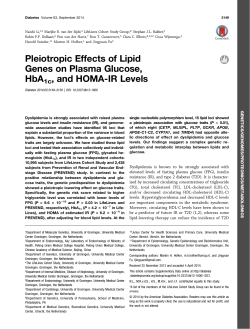Pleiotropic Effects of Lipid Genes on Plasma Glucose