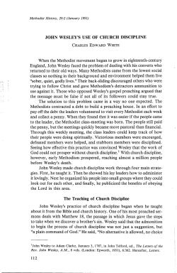 JOHN WESLEY`S USE OF CHURCH DISCIPLINE When the