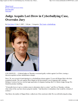 Judge Acquits Lori Drew in Cyberbullying Case, Overrules Jury