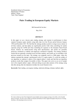 Pairs Trading in European Equity Markets