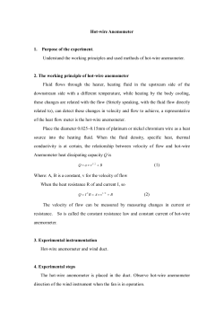 Hotwire Anemometer 1. Purpose of the experiment . Understand the
