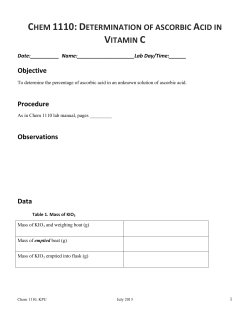 CHEM 1110: DETERMINATION OF ASCORBIC ACID IN VITAMIN C