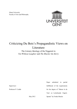 Criticizing Du Bois`s Propagandistic Views on Literature
