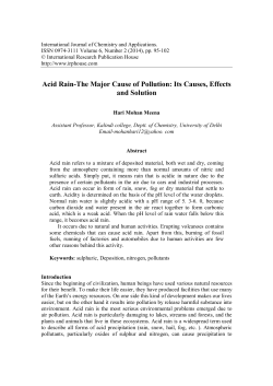 Acid Rain-The Major Cause of Pollution