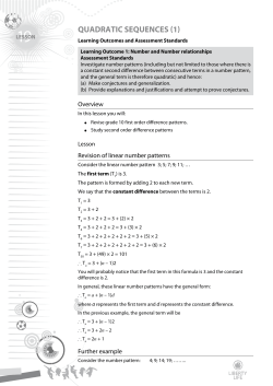 quadratic sequences (1)