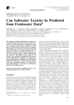 Can Saltwater Toxicity be Predicted from Freshwater Data?
