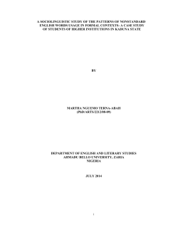 A SOCIOLINGUISTIC STUDY OF THE PATTERNS OF