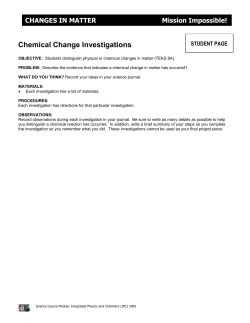 Chemical Change Investigations