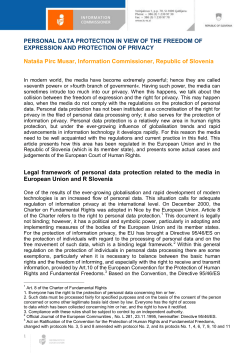 Personal data protection in view of the freedom of expression and