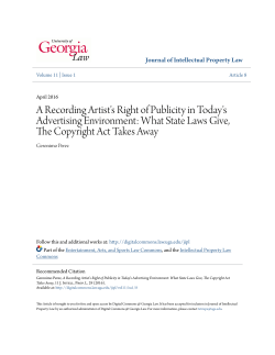 A Recording Artist`s Right of Publicity in Today`s Advertising