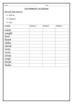 Spelling Week: 2 - past tense