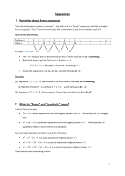 Quadratic sequences - Random Calculations .co.uk