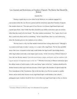 Law Journals and Restrictions on Freedom of Speech: The Barrier