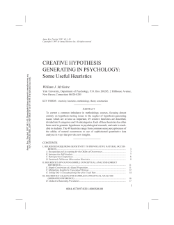 CREATIVE HYPOTHESIS GENERATING IN PSYCHOLOGY: Some