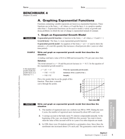 BENCHMARK 4 A. Graphing Exponential Functions