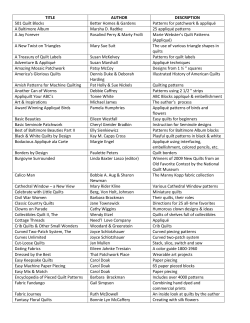 TITLE AUTHOR DESCRIPTION 501 Quilt Blocks Better Homes