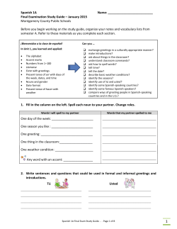 Spanish 1A Name - Montgomery County Public Schools