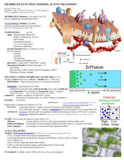 membrane function, osmosis, active transport