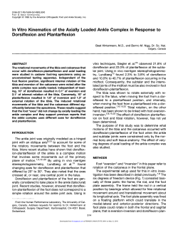 In Vitro Kinematics of the Axially Loaded Ankle Complex