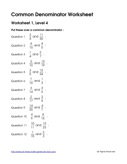 Common Denominator Worksheet - Dr Mike`s Math Games for Kids