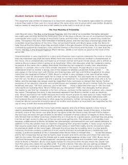 student sample: Grade 9, argument