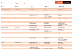 Topic Lesson Widget HOTsheet Game Table of Contents Upper
