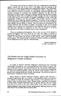 The British and the Anglo-Indian Encounter in Malgonkar`s Combat