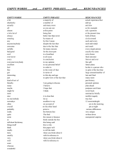 EMPTY PHRASES&hellip;..&hellip;and&hellip;..&hellip;REDUNDANCIES