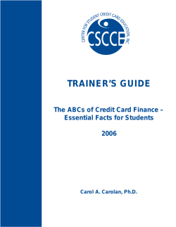 TRAINER`S GUIDE The ABCs of Credit Card Finance
