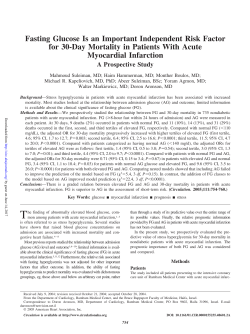 Fasting Glucose Is an Important Independent Risk Factor for 30