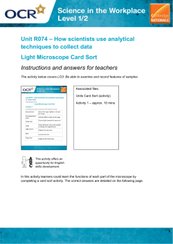 Light microscope card sort