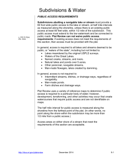 Subdivisions and Water - Wisconsin Department of Administration