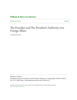 The Founders and The President`s Authority over Foreign Affairs