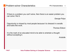 Problem-solver Characteristics 1