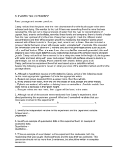 CHEMISTRY SKILLS PRACTICE Read passage and answer