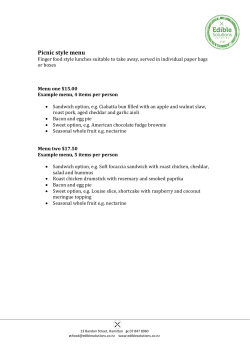 Picnic style menu - Edible Solutions
