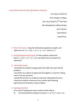 Lesson plan 5 Using the distributive law to simplify expressions such