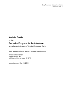 Module Guide Bachelor Program in Architecture