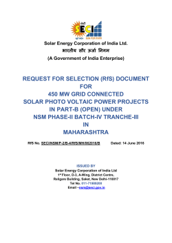 (RfS) DOCUMENT FOR 450 MW GRID CONNECTED SOLAR