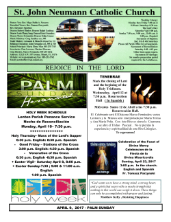 APRIL 9, 2017 - PALM SUNDAY Lenten Parish Penance Service