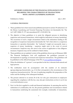 advisory guidelines of the financial intelligence unit