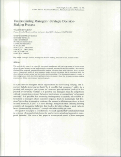 Understanding Managers` Strategic Decision