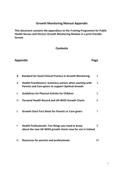 Appendix to Growth Monitoring Training Manual