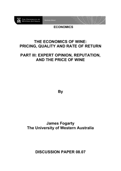 THE ECONOMICS OF WINE: PRICING, QUALITY - Name