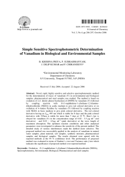 Simple Sensitive Spectrophotometric Determination of Vanadium in