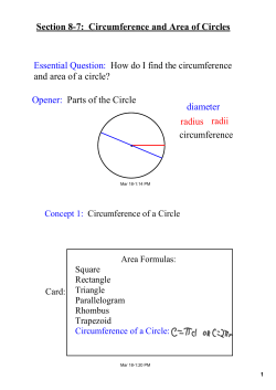 Section 87: Circumference and Area of Circles Essential Question