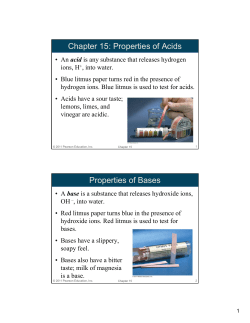 Chapter 15: Properties of Acids Properties of Bases
